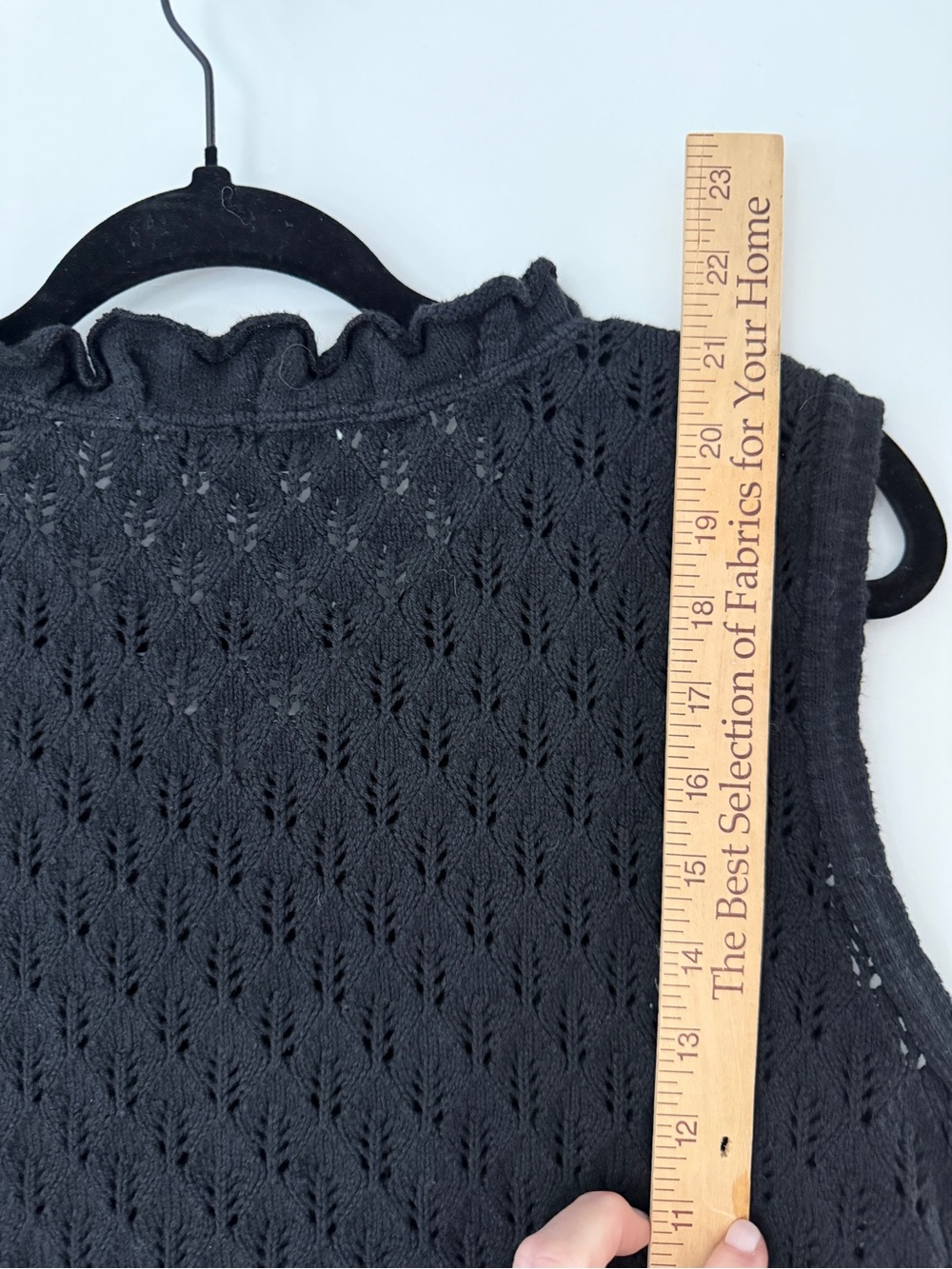 Vintage 90s Willow Black Cotton Pointelle Knit Sweater Vest Dark Academia S NWT - Picture 9 of 9